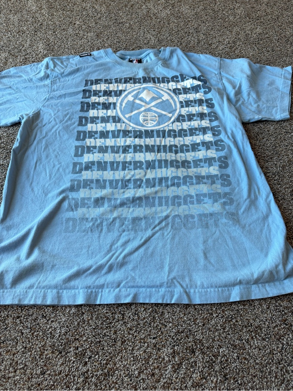Y2K UNK Denver Nuggets NBA 2XL Blue Oversized Graphic Basketball T Shirt